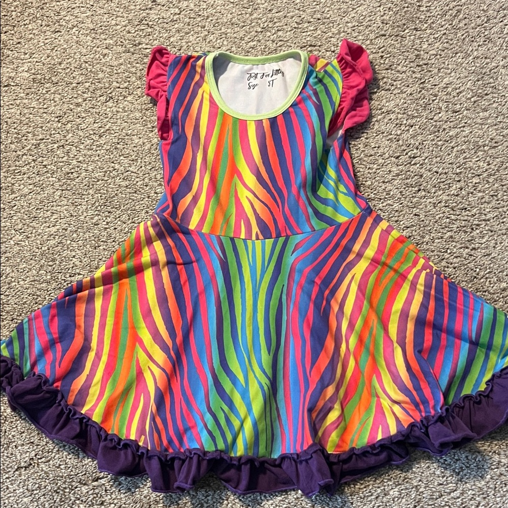 Just for Little Colorful Twirl Dress with Ruffle Sleeves